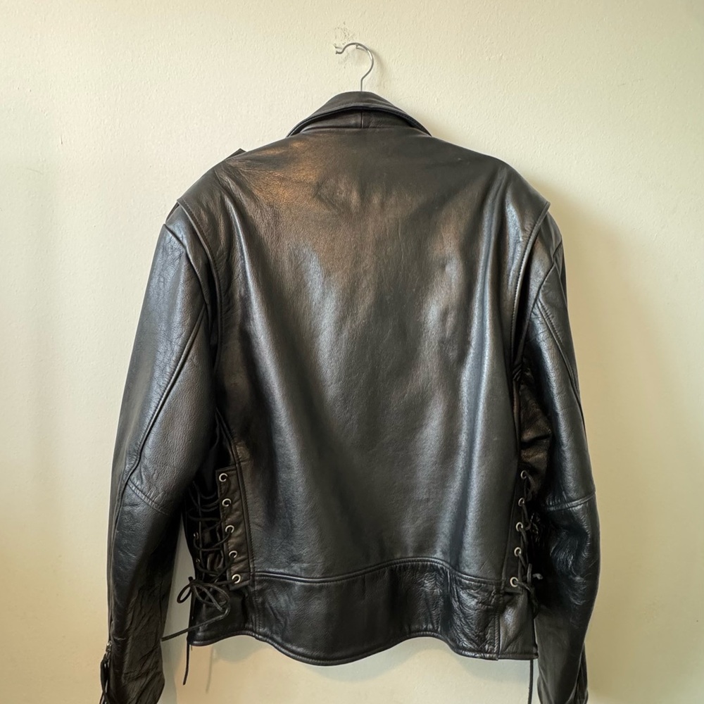 1990’s Wilsons Leather Black Men's Biker Thinsulate Jacket - Picture 5 of 7